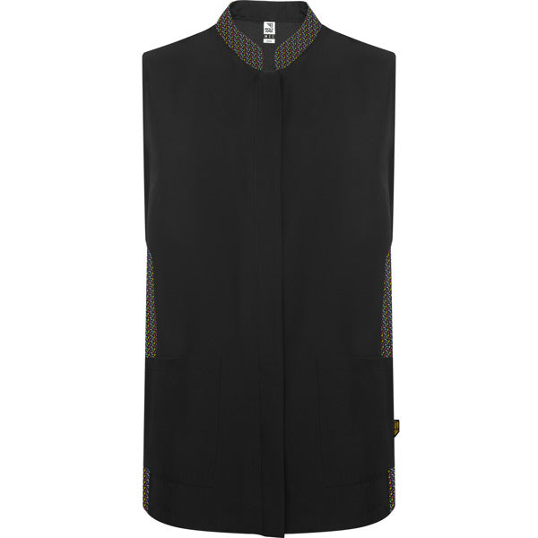 Bluză medicală fără mâneci ATM ALDANY – Negru/print geometric [02173]