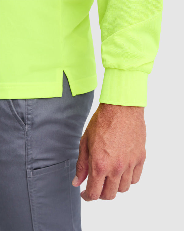 Tricou polo de înaltă vizibilitate ATM POLARIS L/S – Galben fluor [221]