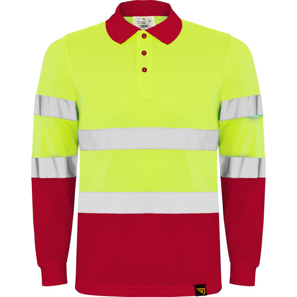 Tricou polo de înaltă vizibilitate ATM POLARIS L/S – Rojo laboral/amarillo flúor [601221]