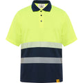 Tricou polo de înaltă vizibilitate ATM VEGA – Albastru marin/galben fluor [55221]