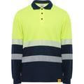 Tricou polo de înaltă vizibilitate ATM VEGA LS – Albastru marin/galben fluor [55221]
