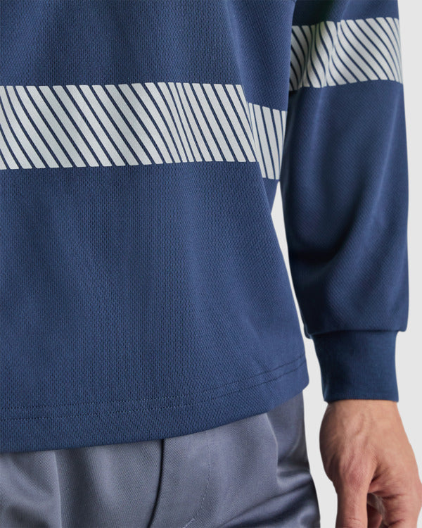 Tricou polo de înaltă vizibilitate ATM VEGA LS – Albastru marin/galben fluor [55221]