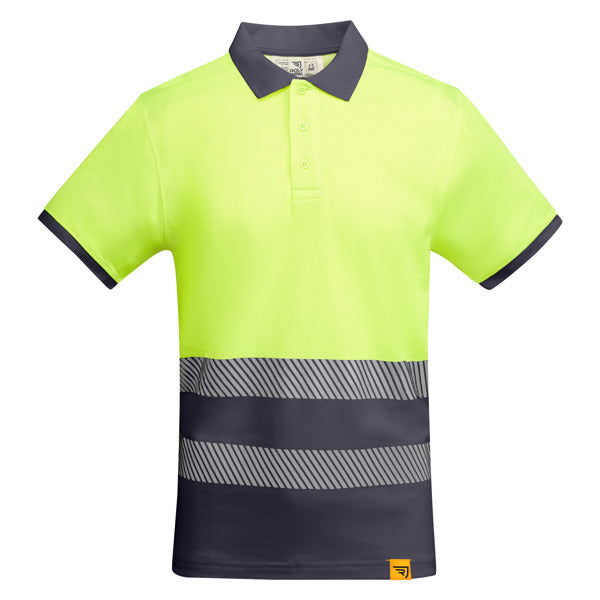 Tricou polo de înaltă vizibilitate ATM ATRIO – Plumb/galben fluor [23221]