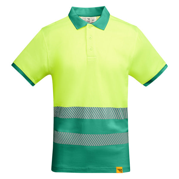 Tricou polo de înaltă vizibilitate ATM ATRIO – Verde grădină/galben fluor [52221]