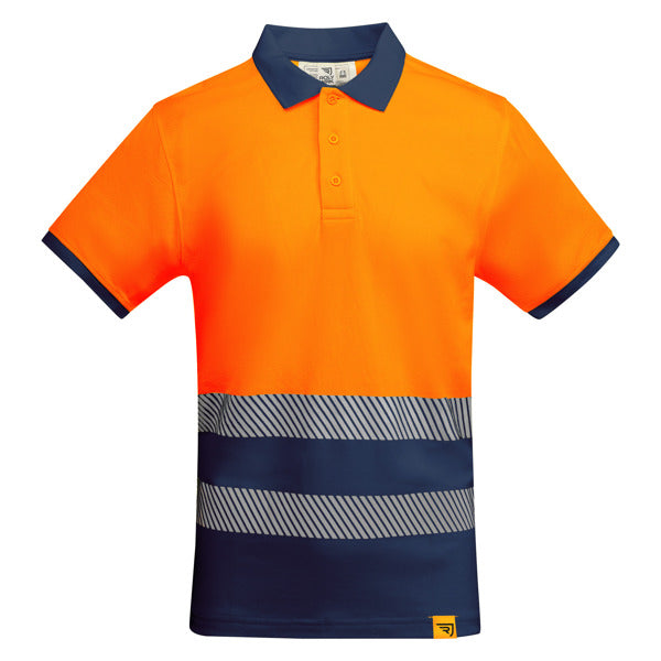 Tricou polo de înaltă vizibilitate ATM ATRIO – Bleumarin/portocaliu fluor [55223]