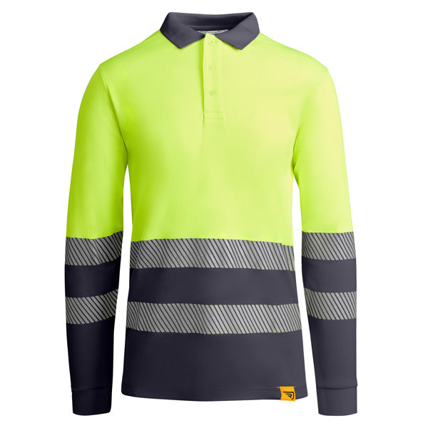 Tricou polo de înaltă vizibilitate ATM ATRIO LS – Plumb/galben fluor [23221]