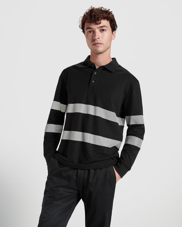 Tricou polo de înaltă vizibilitate ATM FORAN L/S – Negru [02]