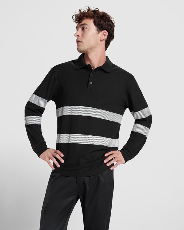 Tricou polo de înaltă vizibilitate ATM FORAN L/S – Negru [02]
