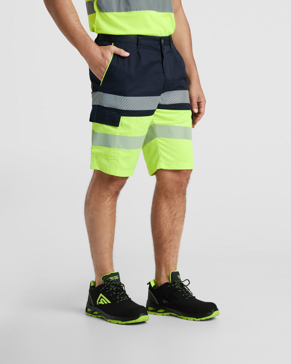 Pantaloni scurți de înaltă vizibilitate ATM LADA – Albastru marin/galben fluor [55221]
