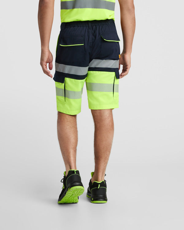 Pantaloni scurți de înaltă vizibilitate ATM LADA – Albastru marin/galben fluor [55221]