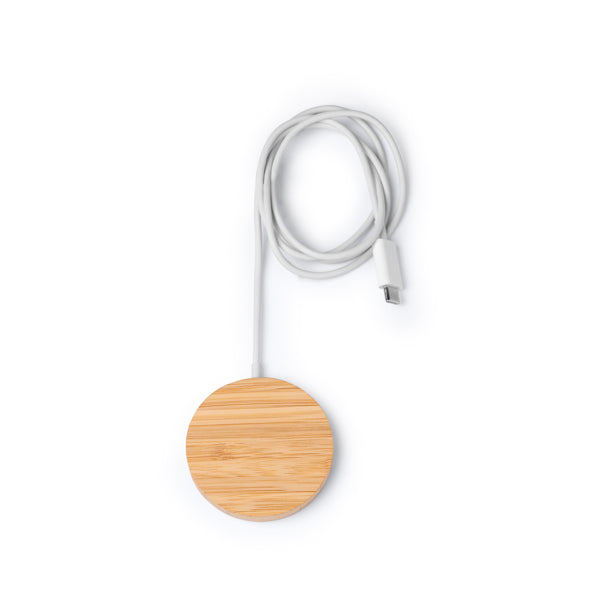 Încărcător wireless magnetic din bambus ATM MATIX – 1287 pentru personalizare – imagine 1
