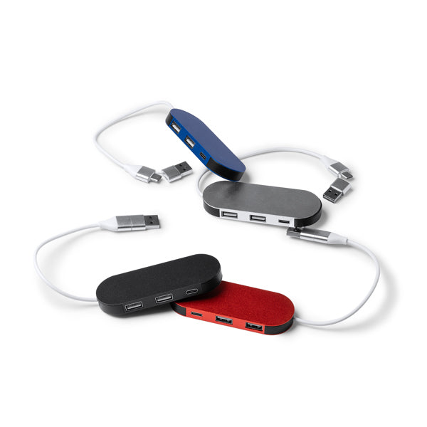 Hub USB din aluminiu reciclat ATM DORIAN – 1202 pentru personalizare
