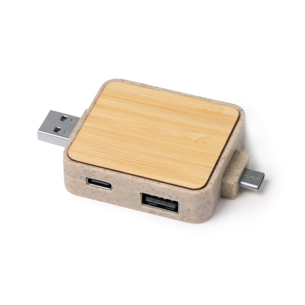 Hub USB compact din bambus ATM CLUNI – 1568 pentru personalizare