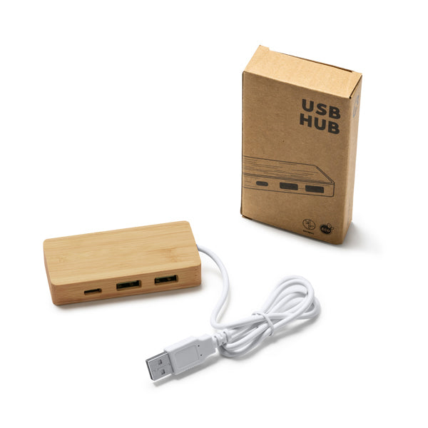 Hub USB din bambus ATM NEPTUNE – 3023 pentru personalizare