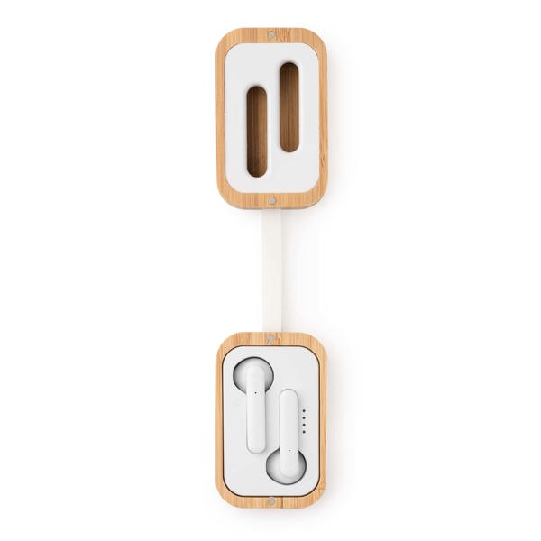 Căști wireless cu carcasă din bambus ATM BLUES – 3026 pentru personalizare