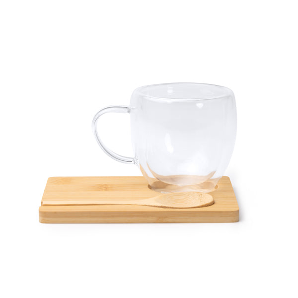 Set cană din sticlă și bambus ATM BLUMON – Transparent [00] – fotografie 1