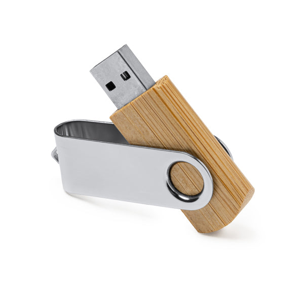 Memorie USB din bambus cu clemă ATM ULDON – Bambus [999] – fotografie 2