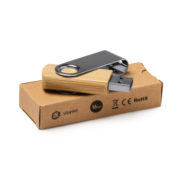 Memorie USB din bambus cu clemă ATM ULDON – Bambus [999] – fotografie 4