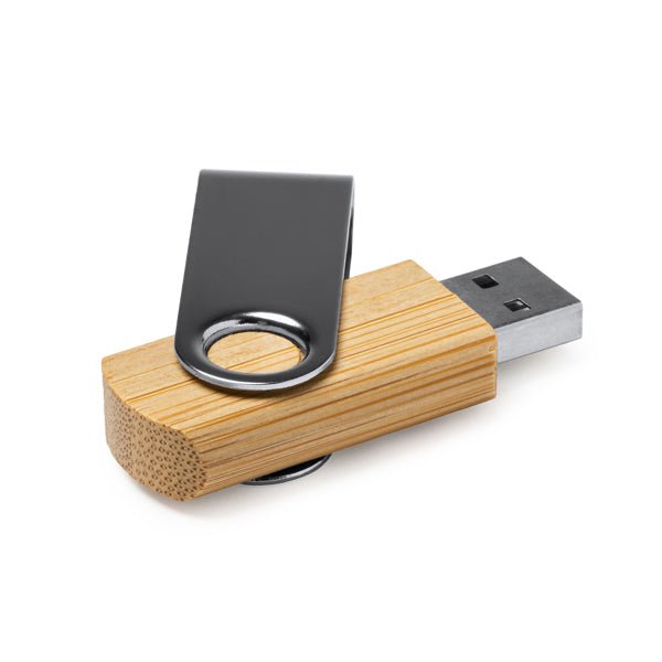 Memorie USB din bambus cu clemă ATM ULDON – Bambus [999] – fotografie 5