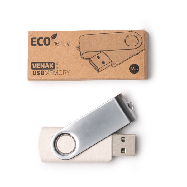 Memorie USB din fibră de grâu cu clemă ATM VENAK – Natural [29] – fotografie 5