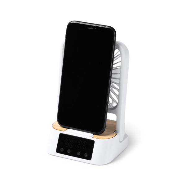 Ventilator cu ceas și încărcare wireless ATM FUYI – Alb [01] – fotografie 4