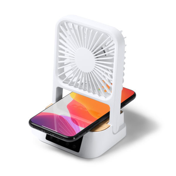Ventilator cu ceas și încărcare wireless ATM FUYI – Alb [01] – fotografie 5