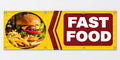 Banner publicitar fast food, model burger, cu tiv și capse