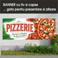 Banner publicitar Pizzerie, model cu tricolor italian, din PVC cu tiv și capse