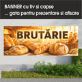 Banner publicitar Brutărie cu tiv și capse – Model auriu cu pâine