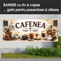 Banner publicitar Cafenea cu tiv și capse – Model cu interior de coffee shop