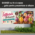 Banner publicitar Înghețată artizanală cu tiv și capse – Model cu sortimente colorate
