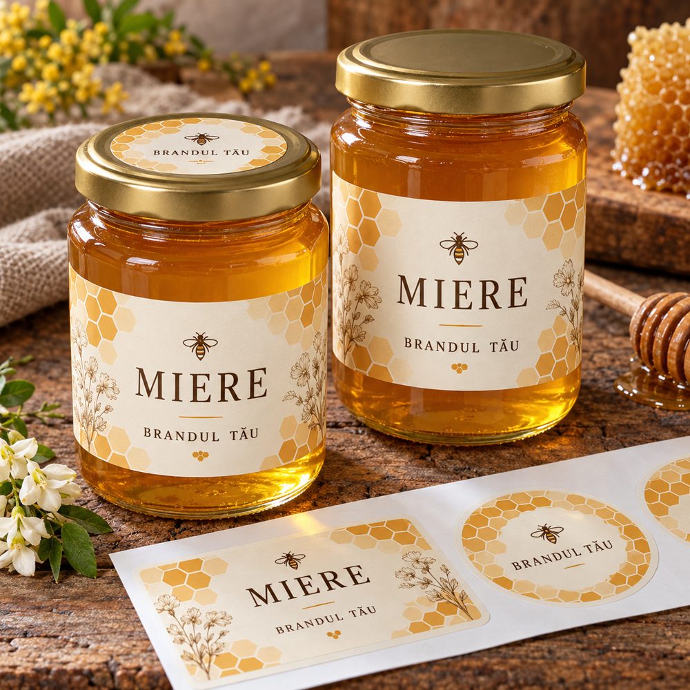 Etichete personalizate pentru borcane de miere — exemplu de personalizare