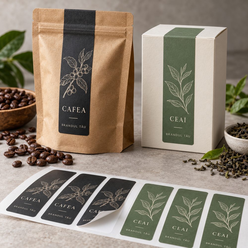 Etichete personalizate pentru cafea și ceai — exemplu de personalizare