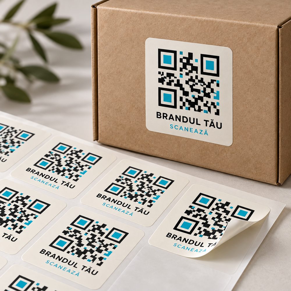 Etichete personalizate cu cod QR pentru firme — exemplu de personalizare
