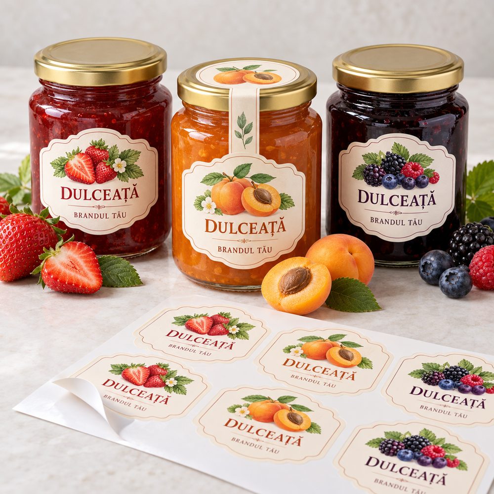 Etichete personalizate pentru dulceață și gem — exemplu de personalizare