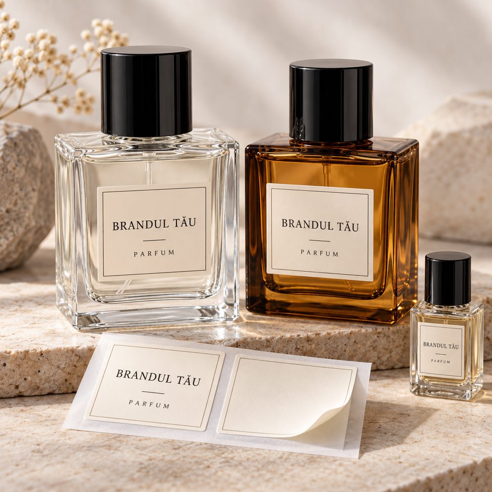Etichete personalizate pentru parfumuri și flacoane — exemplu de personalizare