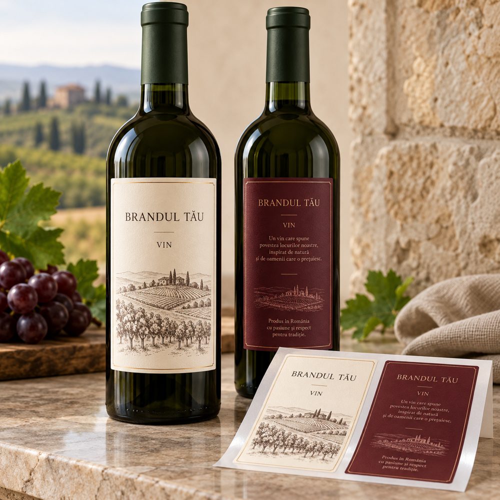 Etichete personalizate pentru sticle de vin — exemplu de personalizare