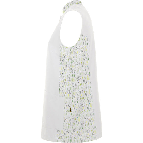 Bluză medicală fără mâneci ATM ALDANY – Alb/print botanic [01166]