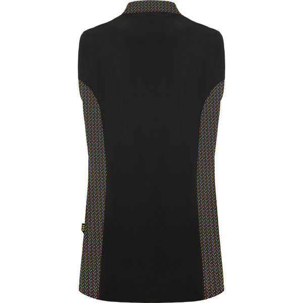 Bluză medicală fără mâneci ATM ALDANY – Negru/print geometric [02173]