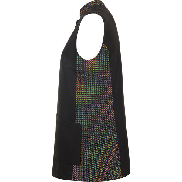 Bluză medicală fără mâneci ATM ALDANY – Negru/print geometric [02173]