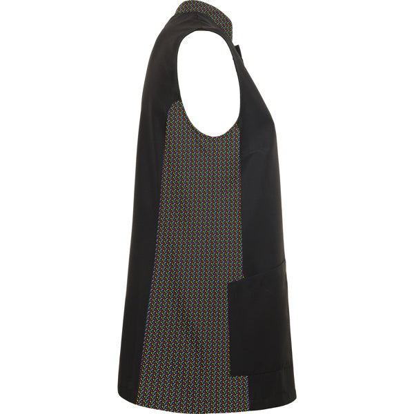 Bluză medicală fără mâneci ATM ALDANY – Negru/print geometric [02173]