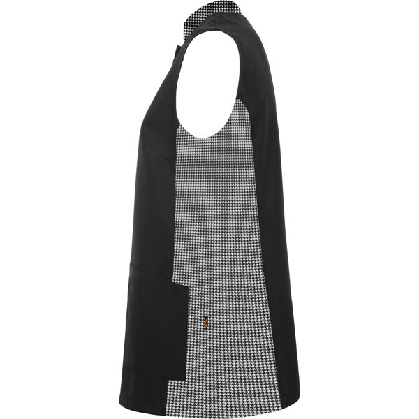 Bluză medicală fără mâneci ATM ALDANY – Negru/imprimeu picior de cocoș bn [02174]