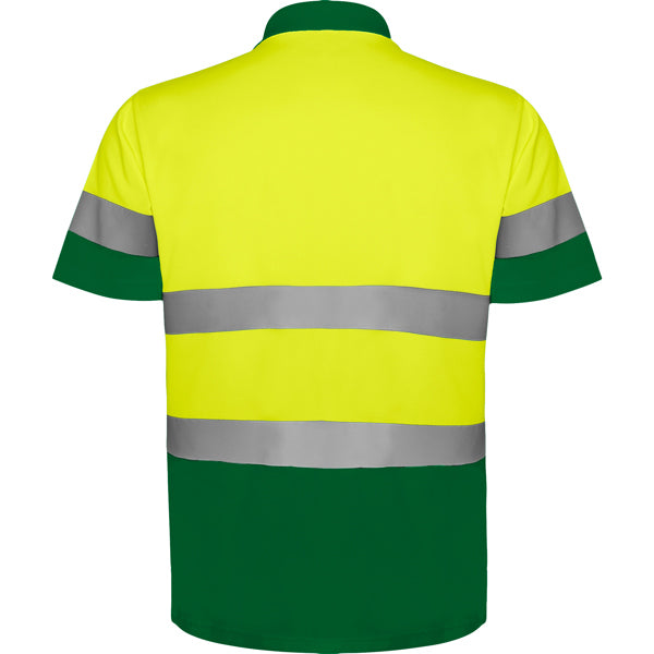 Tricou polo de înaltă vizibilitate ATM POLARIS – Verde grădină/galben fluor [52221]