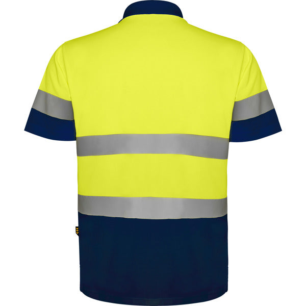 Tricou polo de înaltă vizibilitate ATM POLARIS – Albastru marin/galben fluor [55221]