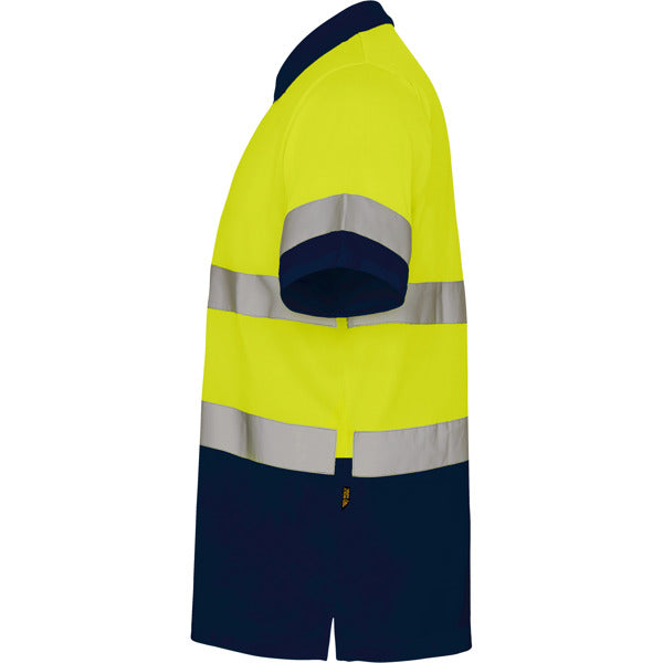 Tricou polo de înaltă vizibilitate ATM POLARIS – Albastru marin/galben fluor [55221]