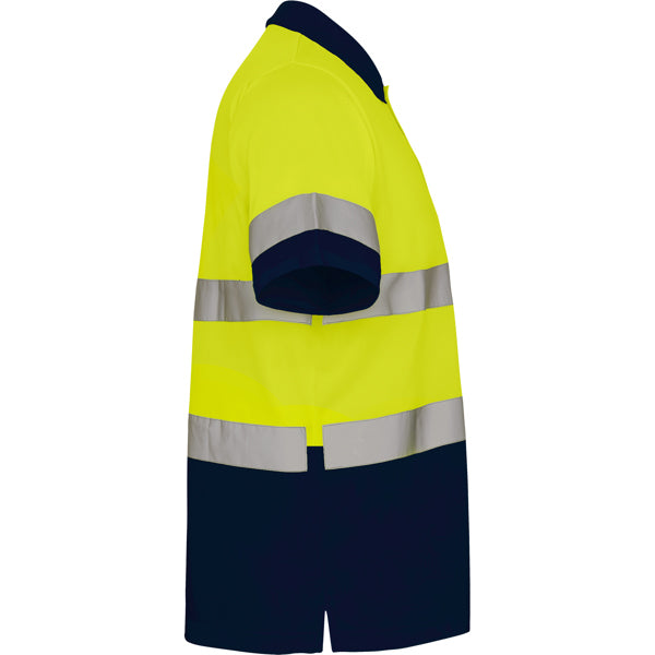 Tricou polo de înaltă vizibilitate ATM POLARIS – Albastru marin/galben fluor [55221]