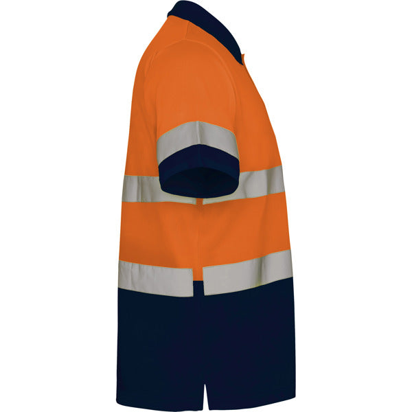 Tricou polo de înaltă vizibilitate ATM POLARIS – Bleumarin/portocaliu fluor [55223]