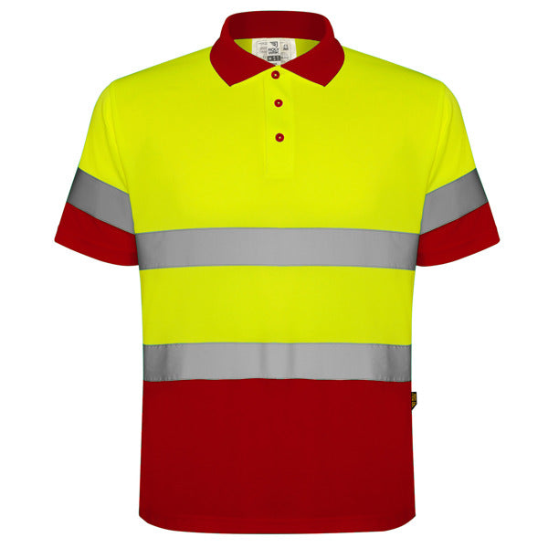 Tricou polo de înaltă vizibilitate ATM POLARIS – Rojo laboral/amarillo flúor [601221]