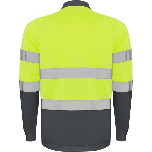 Tricou polo de înaltă vizibilitate ATM POLARIS L/S – Plumb/galben fluor [23221]