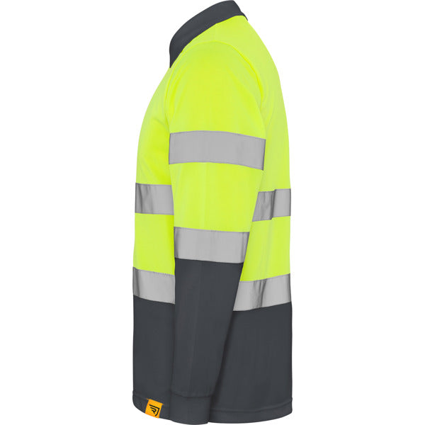 Tricou polo de înaltă vizibilitate ATM POLARIS L/S – Plumb/galben fluor [23221]